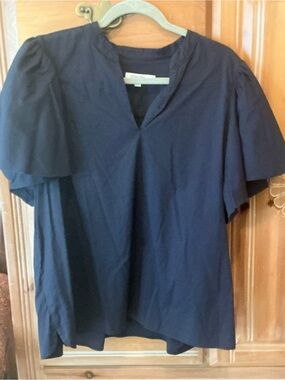 Chico's SIZE 3-XL Navy Short-Sleeve V-Notch WOMEN’S Shirt